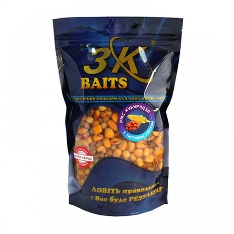 Прикорм 3K Baits зерновий мікс Кукурудза(з тигровим горіхом) 500г