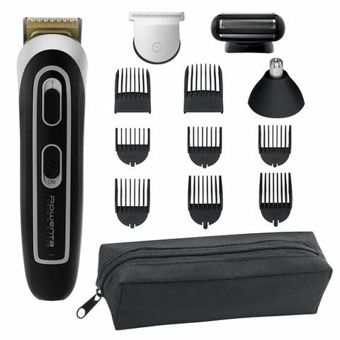Тример Rowenta Trim & Style, для бороди, вусів, голови и тіла, мережа+акум., роторний мотор, насадок-11, чохол, титан.напил., чорно-сріблястий