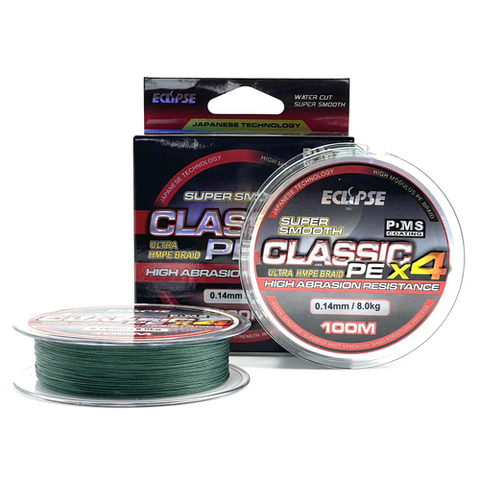 Шнур Eclipse X4 Classic PE Dark Green 100m 0.18mm 11,4kg