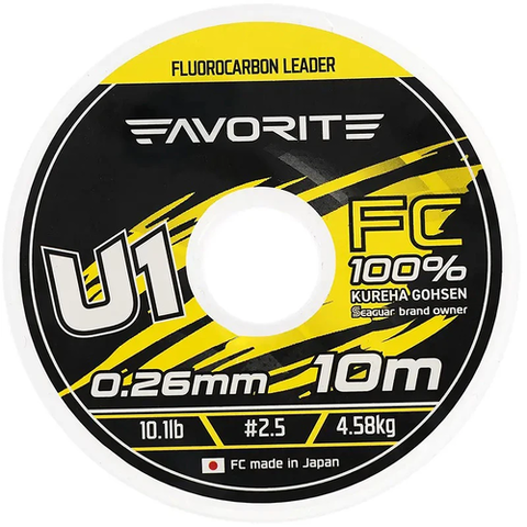Флюорокарбон FAVORITE U1 FC 10m #2.5/0.26mm 10.1lb/4.58kg 