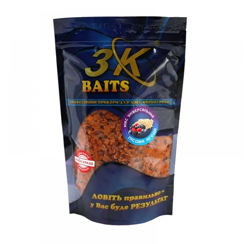  Прикорм 3K Baits зерновий мікс Універсальний(лісова ягода) 500г