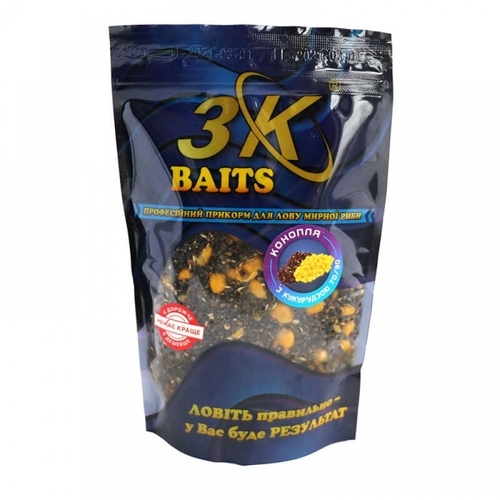  Прикорм 3K Baits Конопля з кукурудзою(70/30) 0.8кг