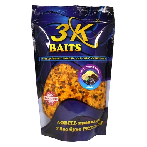 Прикорм 3K Baits Подрібнений зерновий мікс(слива) 500г