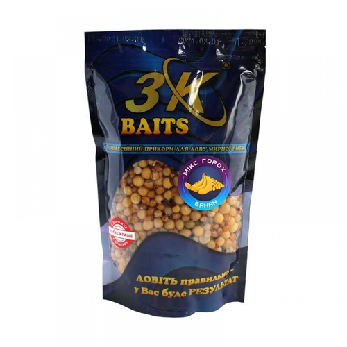 Прикорм 3K Baits зерновий мікс Горох(банан) 500г