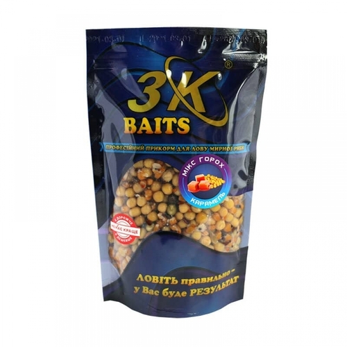Прикорм 3K Baits зерновий мікс Горох(карамель) 500г