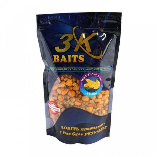 Прикорм 3K Baits зерновий мікс Кукурудза(банан) 500г