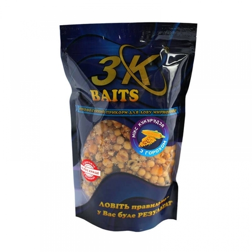 Прикорм 3K Baits зерновий мікс Кукурудза(з горохом) 500г