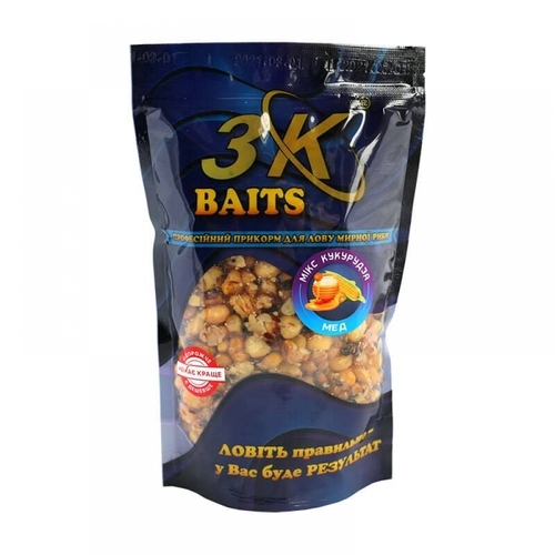 Прикорм 3K Baits зерновий мікс Кукурудза(мед) 500г