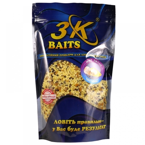 Прикорм 3K Baits зерновий мікс Пшоно(часник) 500г