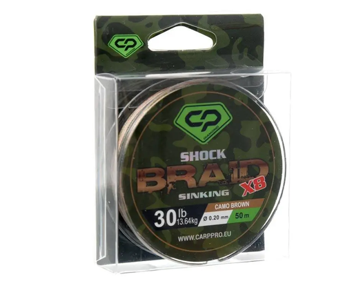 ШОК-ЛІДЕР CARP PRO ПЛЕТЕНИЙ PE 8X 30 LB 50 М КОРИЧН. КАМО 