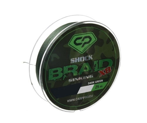 Шок-лідер Carp Pro Diamond плетений PE X8 25lb 50м ЗЕЛЕНИЙ