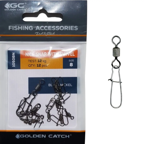 Карабін з вертлюгом GC-1050BN №7 застібка американка, 10 шт