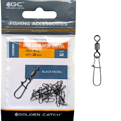 Карабін з вертлюгом GC-1050BN №14 застібка американка, 10 шт