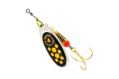 Блешня Mepps Black Fury №4 8г, колір: срібло/жовті крапки